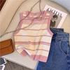 Women's Striped Tanks Vest Tops Women Slim Knitting Basic Simple O-neck Korean Style Sweater