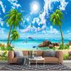 3d Beautiful Palm Beach Wallpaper Seaside Scenery Wallpaper Living Room Bedroom Background Beach Wall Mural