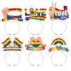 6pcs Seven-color Rainbow Striped Hair Hoop Rainbow Festival Pride Month Hair Bands  Holiday
