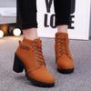 2025 European & American Fashion Spring-Autumn New Women's High-Heeled Shoes - Round-Toe Lace-Up Ladies' Shoes