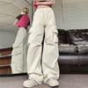 Women's Straight Leg Cargo Nine-point Pants Elastic Elastic High-waisted Casual Pants