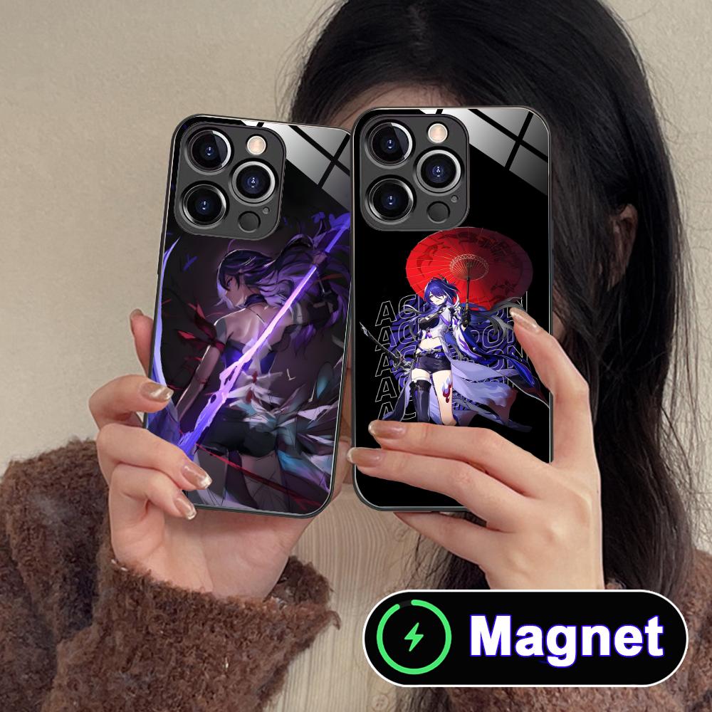 HSR Acheron Стеклянный чехол для мобильного телефона MagSafe для iPhone 17 16 15 14 13 12 11 Air Pro Max Plus Mini Цветной чехол
