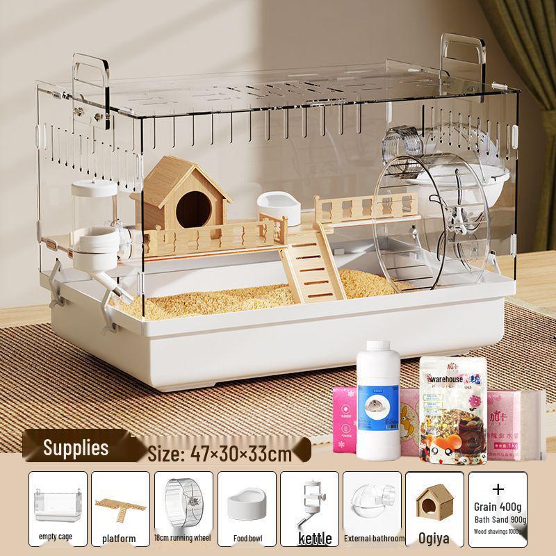 Роскошная акриловая клетка для хомяка: Большая, прозрачная, вилла с защитой от укусов для золотистых хомяков