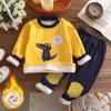 Winter Children's Clothing Thermal Underwear Set Plus Velvet Baby Boys Thicken Girl Clothes Kids Pajamas Suit