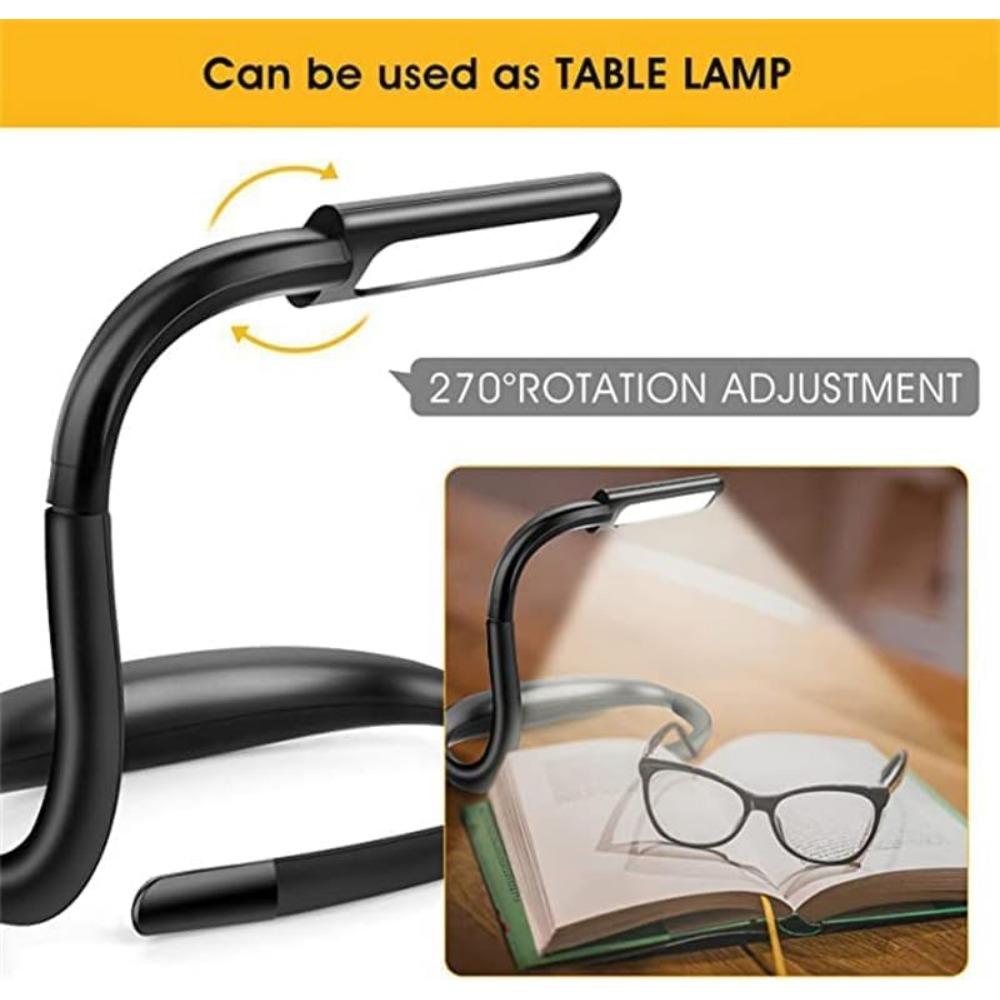 Светодиодная лампа для чтения на шею, перезаряжаемая лампа для вязания, лампа для чтения на шею, 3 цвета и 5 уровней яркости, регулируемая лампа для чтения на шею