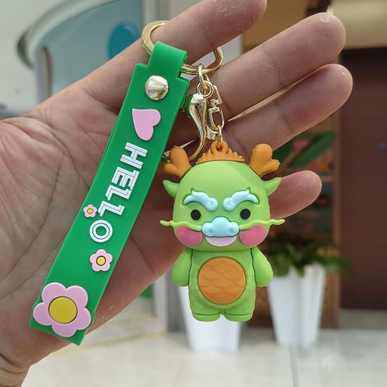 Year of 2024 Mascot Dragon Figurine Hanging Cute 3D Dragon Keychain Ornament Cartoon Animal Keyring