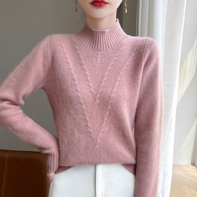 Женский кашемировый свитер Qinghe Cashmere 30% кашемир 70% шерсть Осень и Зима Кашемировый плотный пуловер Мягкий и теплый