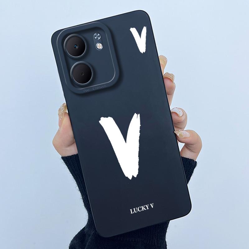 For OPPO A5x CPH2725 Cover Case Lucky Initial Letter Couple Silicone Soft Matte Phone Bumper for Oppo A5x 4G 5G 2025 Casing