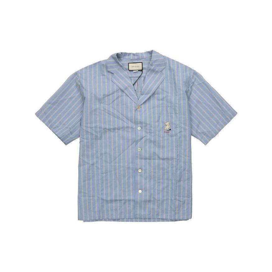Gucci Рубашки Мужские Синие Кубинский Воротник Умеренный 618920-ZAE5V-4053