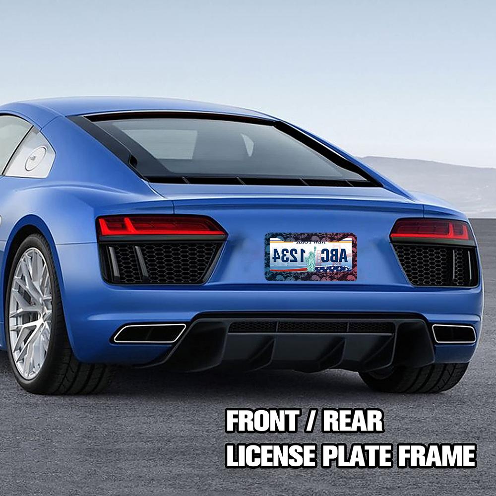 Best-selling pattern American Car 12" x 6" Laser Cut Chrome FLicense Plate Frames- Car/Truck/SUV Automobile Decoration Accessory License Plate Covers