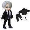 Rakulifey OB11 Size Outfit Obitsu 11 Clothing Suit Set for 11cm Obitsu Dolls (Coat, Shirt, Pants, Socks) (4-Piece Set, Black)