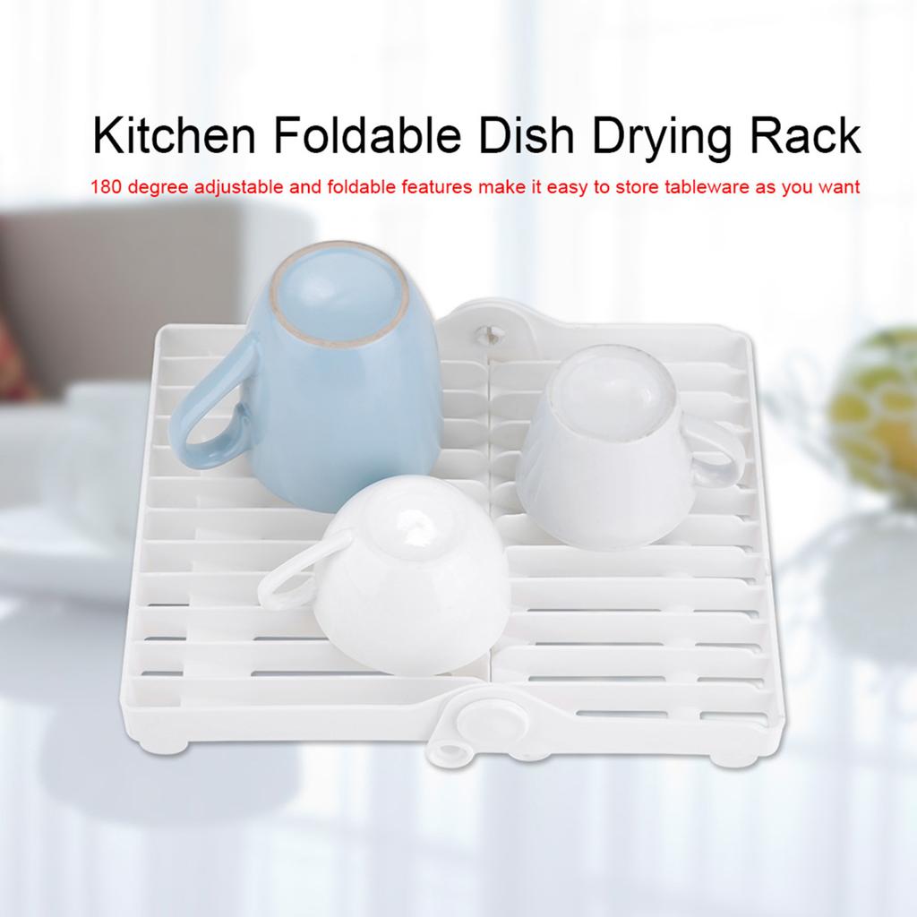 Home Kitchen Foldable Dish Plate Drying Rack Organizer Drainer Cutlery Plastic Storage Holder