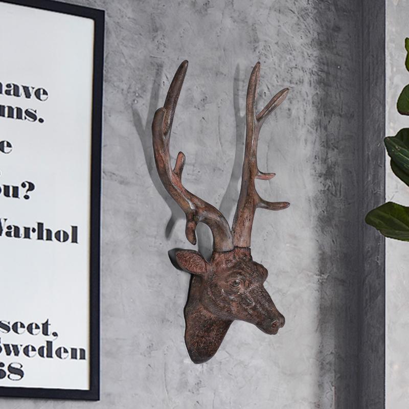 Европейская голова оленя Настенный декор Рустикальный Американский деревенский стиль Чучело животного для дома, офиса или прихожей