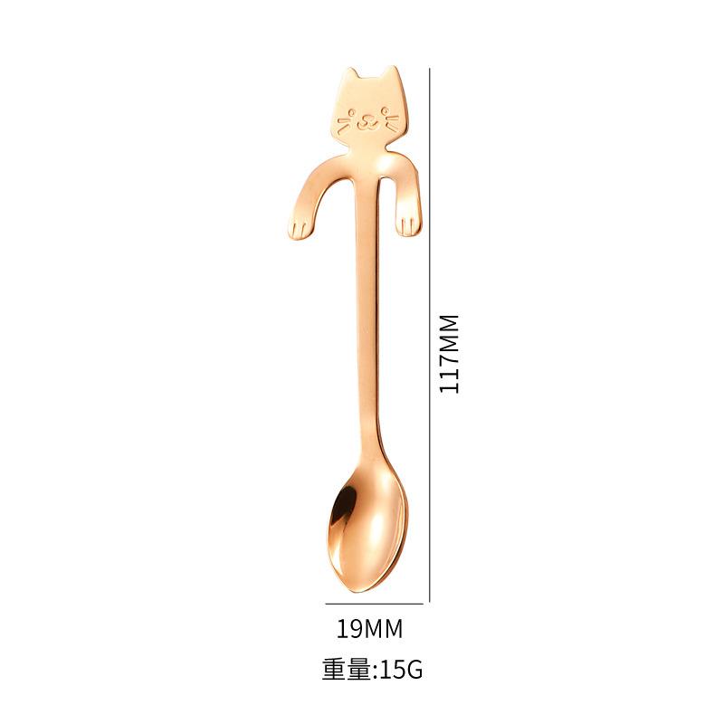 1/2pcs Cute Cat Shape Stainless Steel Teaspoon Set In Silver and Gold - Perfect for Coffee, Tea, and Desserts