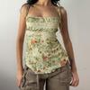 Fairycore Vintage Summer Camis Tops Lace Spliced Floral Printed Strappy Y2K Aesthetic Women Tops Holidays 2000s Cute