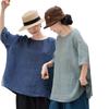 Удобная летняя хлопково-льняная плиссированная рубашка с круглым вырезом - Доступна в трех цветах