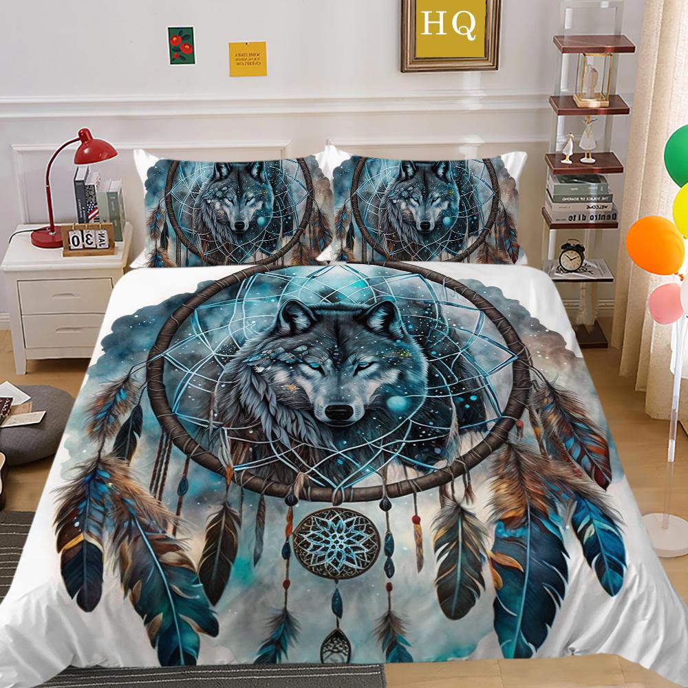 Домашнее постельное белье с принтом волка, комплект постельного белья из микрофибры королевского размера, мужской мягкий домашний текстиль высокого качества