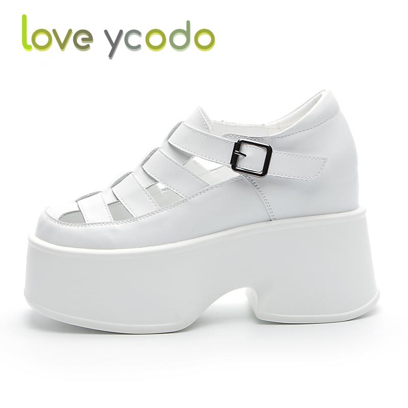 love ycodo Брендовые женские и студенческие летние сандалии из натуральной кожи на толстой подошве