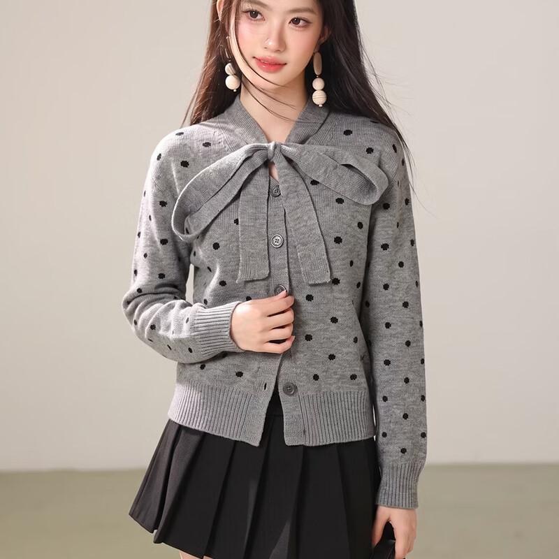 La Chapelle Korean Style Polka Dot Cardigan