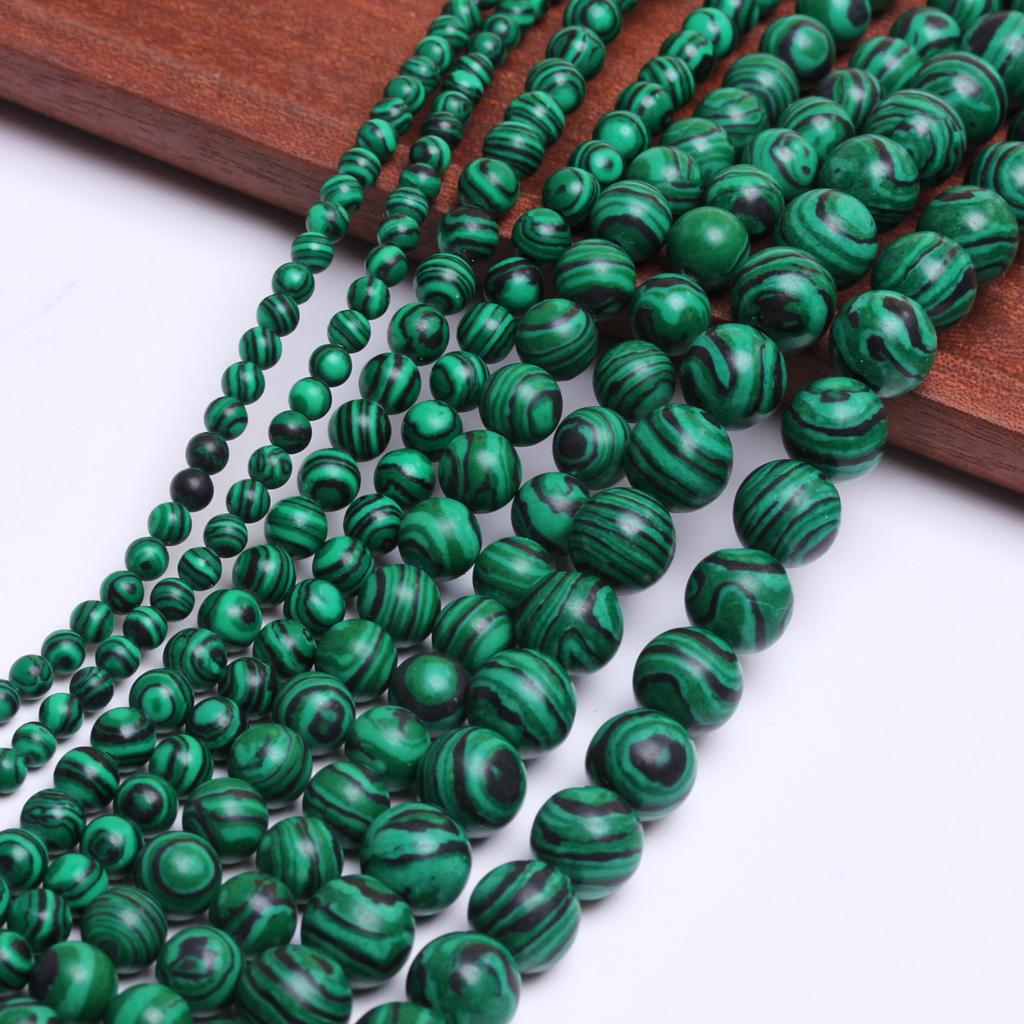 Аксессуары для изготовления ювелирных изделий DIY бусины 40-20 шт. Очаровательные зеленые ожерелья из малахита 4/6/8/10 мм свободные бусины Павлин драгоценный камень круглый натуральный камень