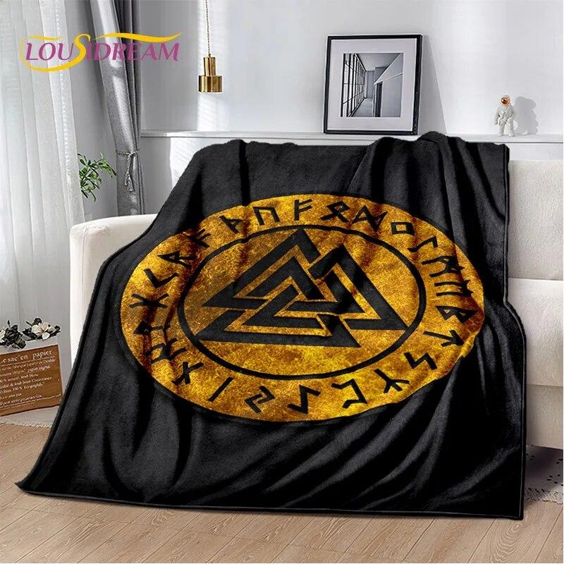 3D Viking Odin Valhalla Nordic Mythology Symbols Blanket,Soft Throw Blanket for Home Bedroom Bed Sofa Picnic Office Travel Cover