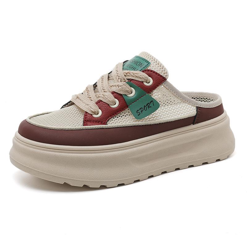 New Semi-torque Women's Shoes Summer Casual Mesh Breathable Slippers Slim Thin-soled Shoes Versatile