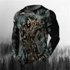 3D Printing O-Neck Long Sleeves Plus Size T-shirt Men's Clothing Retro Men's Long Sleeve T-shirt Skull Long T-shirt Men's Street
