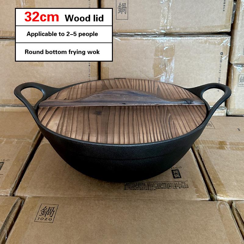 Сковорода Чугунная кастрюля Бытовая большая кастрюля Deepen Old Style Double Ear Бытовая фритюрница Wok 40 см большая чугунная кастрюля