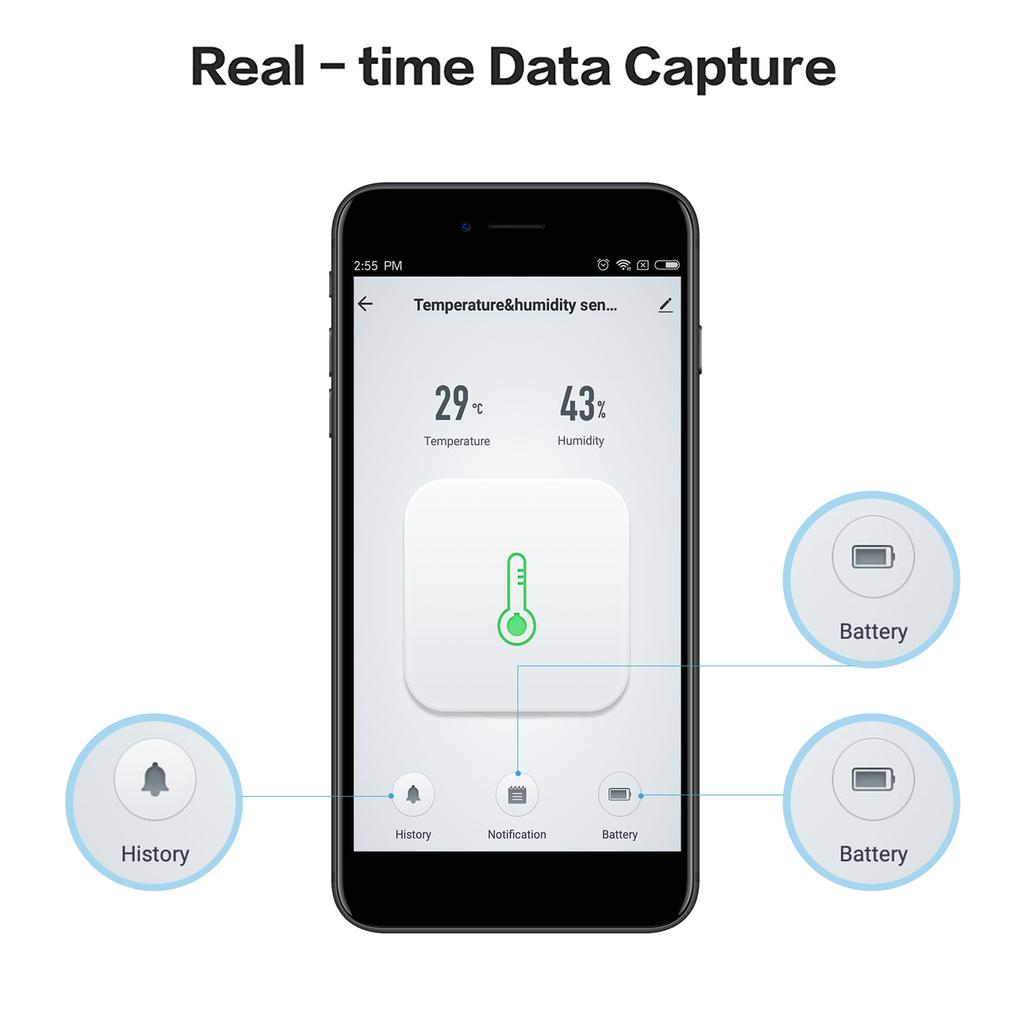 Wifi Gateway Smart Hub for Smart Thermometer Hygrometer Compatible with Alexa Google Home Tuya