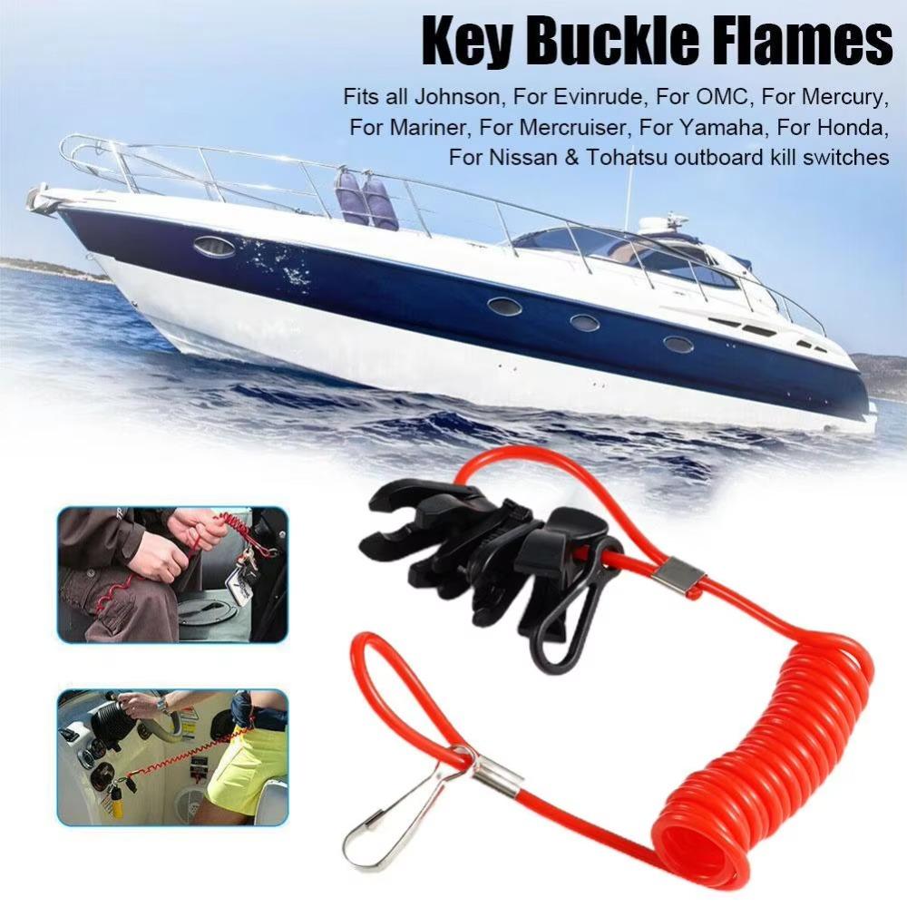 Stretchable Boat Safety Lanyard Kill Switch Red Surfing Spring Rope Boat