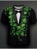 Shamrock Tuxedo Men's T Shirt 3D Print Short Sleeve T Shirt O-Neck Shirt Green Summer Spring Clothing Apparel