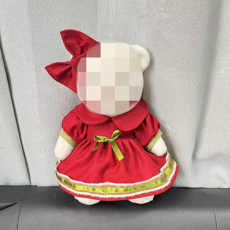 [Cloth Only] the Princess Style Clothes for 30cm Plush  Dolls, Checkered Puffy Skirt Set with Bow Headband.
