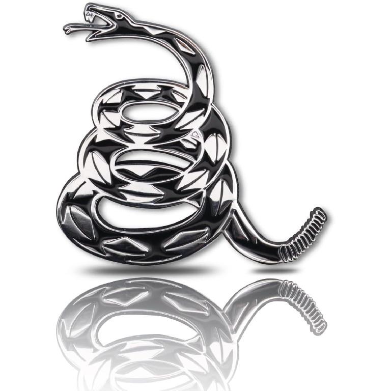 Dont Tread On Me Metal Car Sticker, Gadsden Flag Auto Emblem, 3D Snake Decal For Automotive, Truck, Motorcycle (Silver)