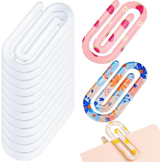 12 Pcs Sublimation Paper Clips Blanks Jumbo, 4x2 Inch Jumbo Paper Clips Clear for Heat Transfer DIY Design, Acrylic Sublimation Blanks for Crafts,