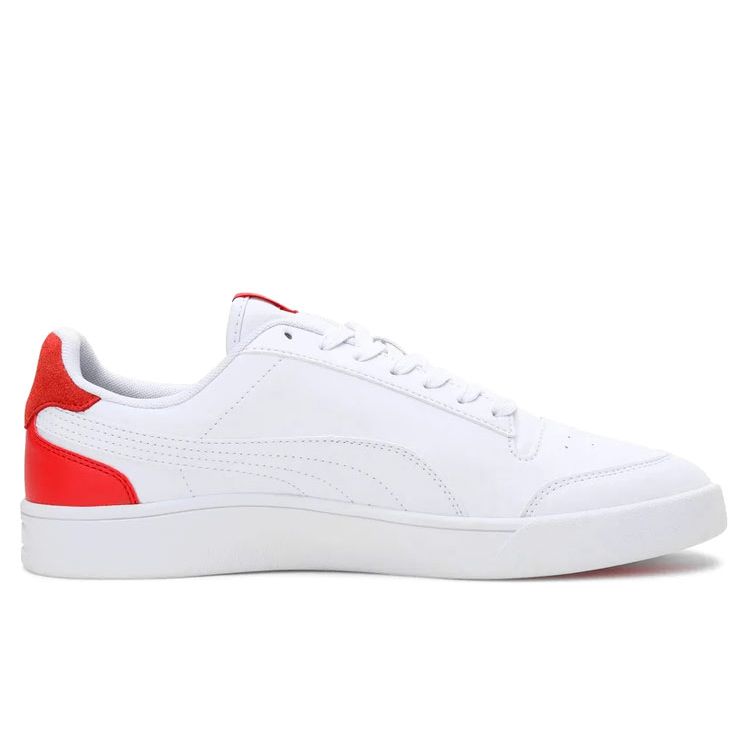 Puma Shuffle Low Top Skate Shoes Unisex Sneakers White Red 309668-06