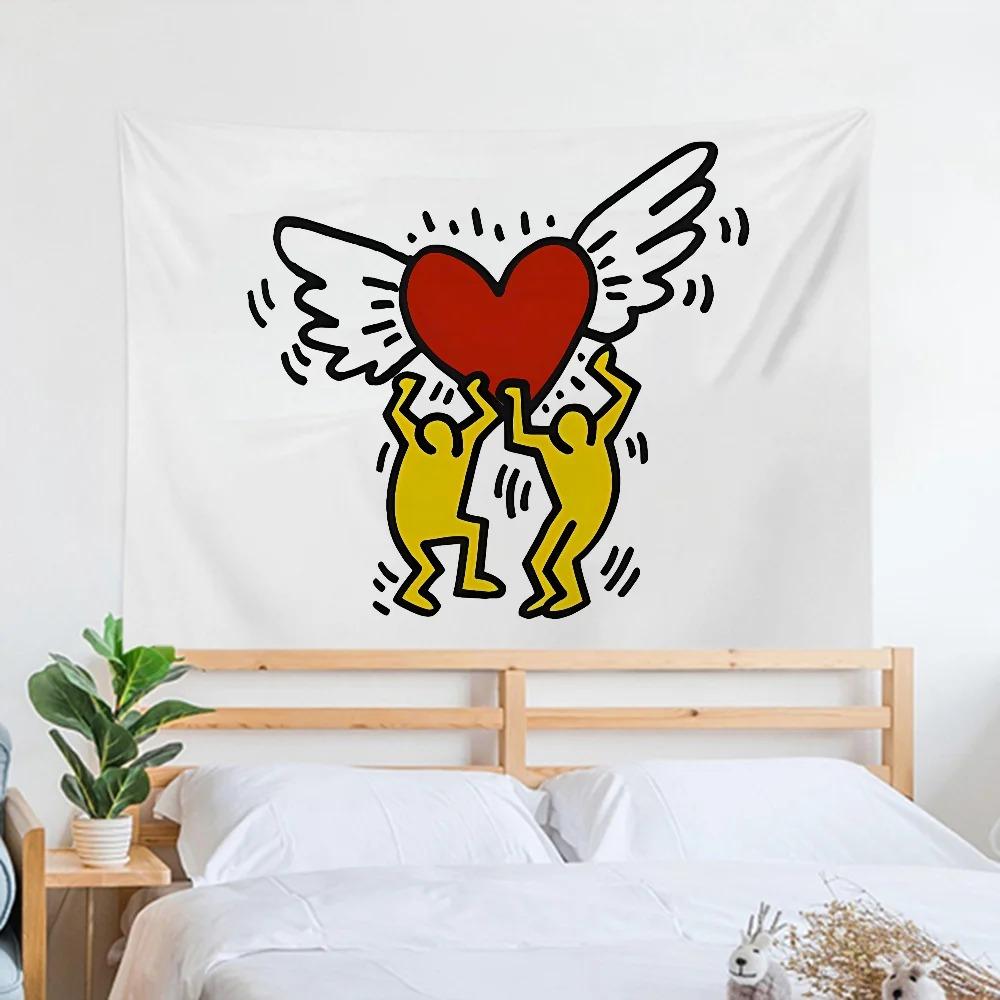 Haring Геометрический Граффити Простой Гобелен Офис Гостиная Украшения Дома Настенный Гобелен