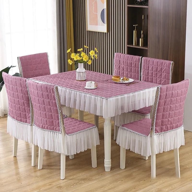 Современные простые прямоугольные обеденные скатерти, чехол на стул, сплошной цвет, кружевная подушка для стула, домашний чехол на стул, подушка для сиденья, спинка