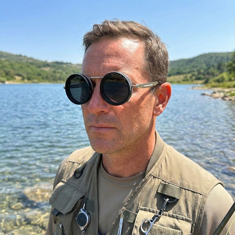 Manual Rotating Fishing Sunglasses Round Frame ND Filter Sunglasses  Driving