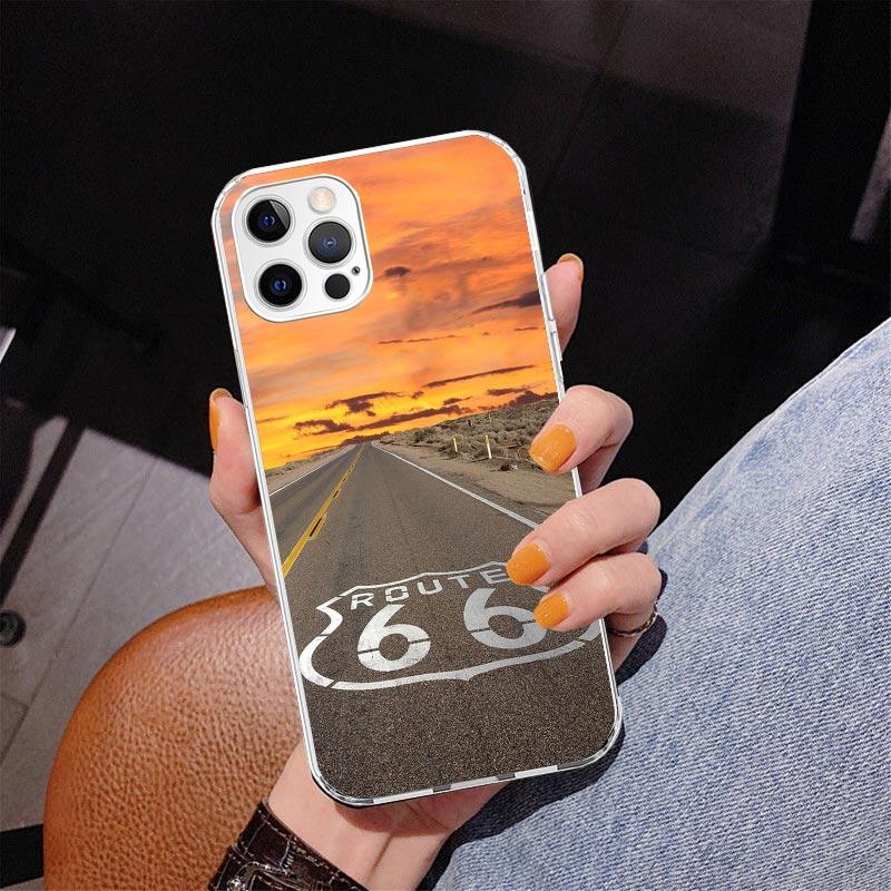 America Route 66 Phone Case For iPhone 17 Air 16 Pro Max 16E 15 + 14 Plus 11 12 13 Mini 7 8 SE Gift Print Cover Fundas
