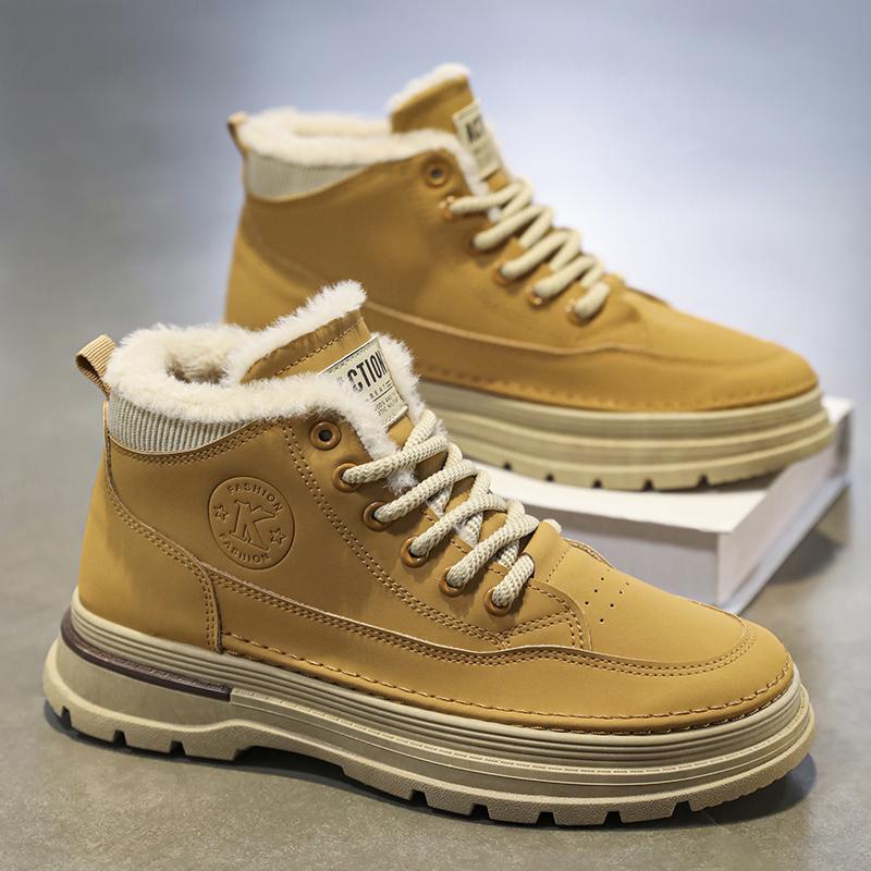Зимние ботинки для снега, теплые плюшевые мужские ботинки, высокие мотоциклетные ботинки, кроссовки для активного отдыха, нескользящие мужские походные ботинки