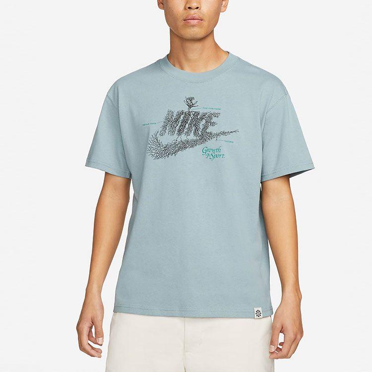 Nike T Shirts Men's Gray Blue Crew Neck Moderate Straight Fit DN5135-041