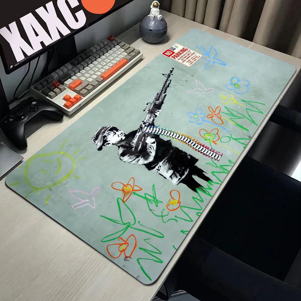 Graffiti Art Banksy S Mouse Pad Large Desk Mat Keyboard Ergonomic Office Rubber Game PC Non-slip Anti-fray Home Custom Best Pric