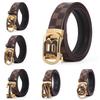 Men's Trendy Leather Belt with Letter Alloy Automatic Buckle - Versatile for Casual and Business Wear