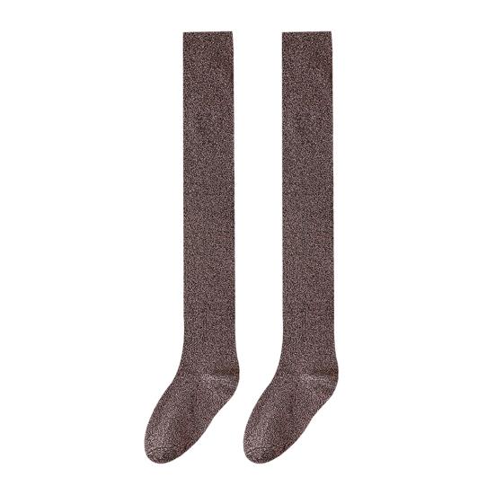 1 пара чулок выше колена, однотонные блестящие носки, дышащие, удобные, эластичные, однотонные зимние носки