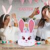 3D Cute Plush Egg Hunt Basket for Boys, Foldable Ears, Handle, Easter Candy Collection, Soft Material