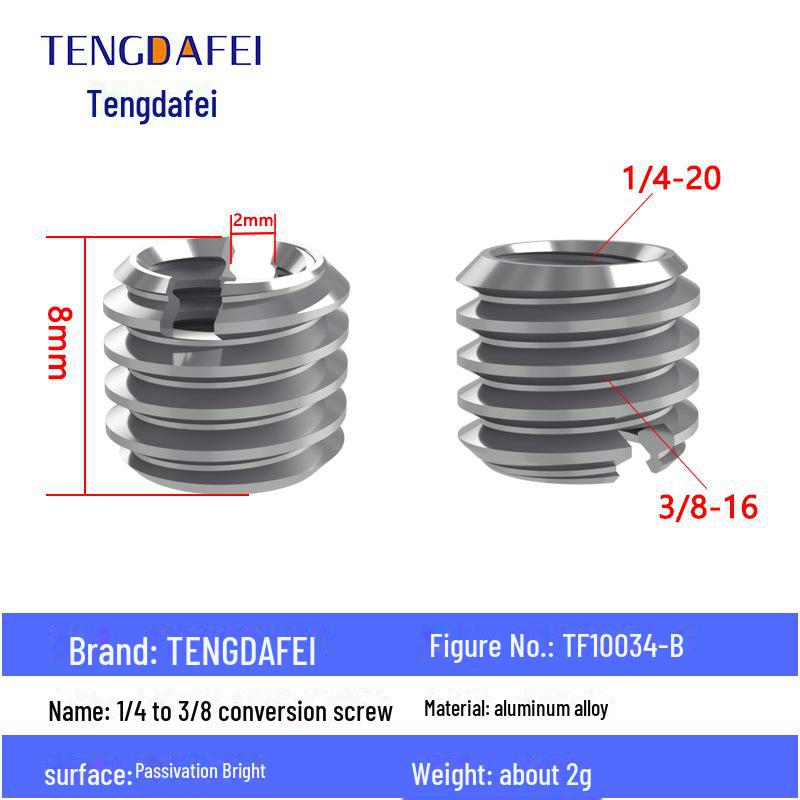 Адаптер для штатива с креплением на стойку для освещения и поворота камеры с резьбой 1/4" на 3/8" на M4/M5/M6/M8