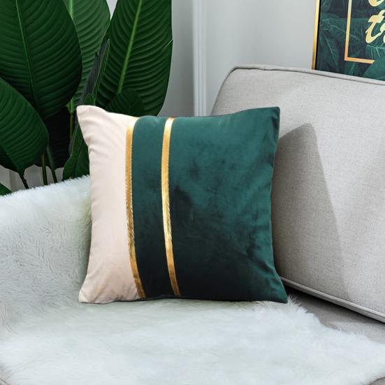 Pillow Case Plush Two-color Splicing Throw Pillow Cover Soft Stylish Decorative Cover with Hidden Zipper for Home