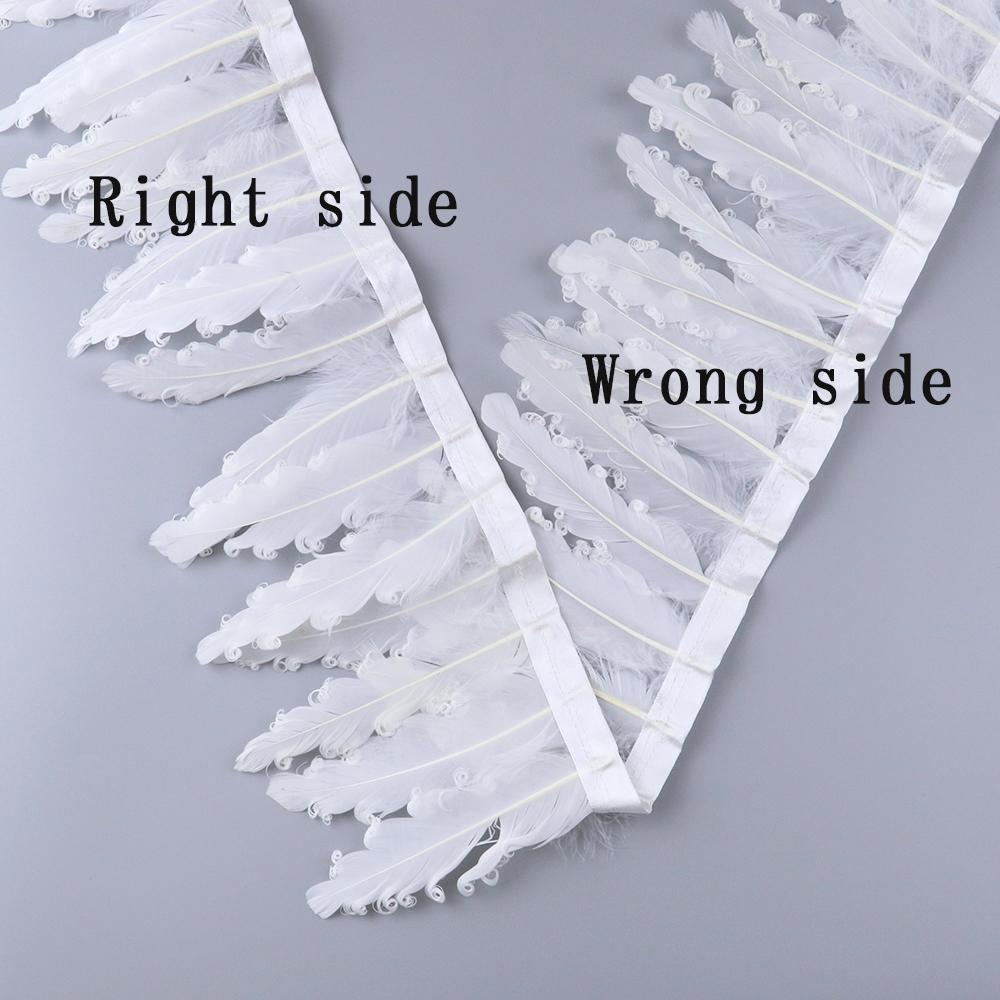6-8" White Curly Goose Feather Trim Ribbon Making Christmas Decorative Festivals Crafts Natural Swan Pluma Trimming Handicraft