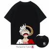 Heavy Cotton One Piece T-shirt Japanese Trendy Brand Animation Peripheral Straw Hat Nika Luffy Printed Men's Short Sleeves