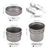 Camping Titanium Cookware Set 1000ml 750ml Pot Pan Spoon Set for Outdoor Camping Hiking Backpacking Picnic Cooking